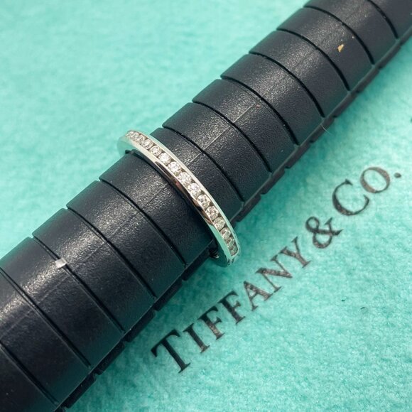 Tiffany & Co Platinum Diamond Channel 2mm Half Circle Wedding Band Size 4.75 - Picture 11 of 16